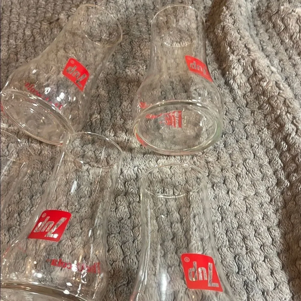 Vintage 7up Logo Clear Glass Set of 6